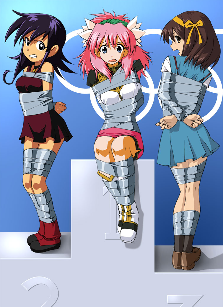 suzumiya haruhi, milfeulle sakuraba, and tasogare mimi (suzumiya haruhi no yuuutsu and 2 more) drawn by daikinbakuju