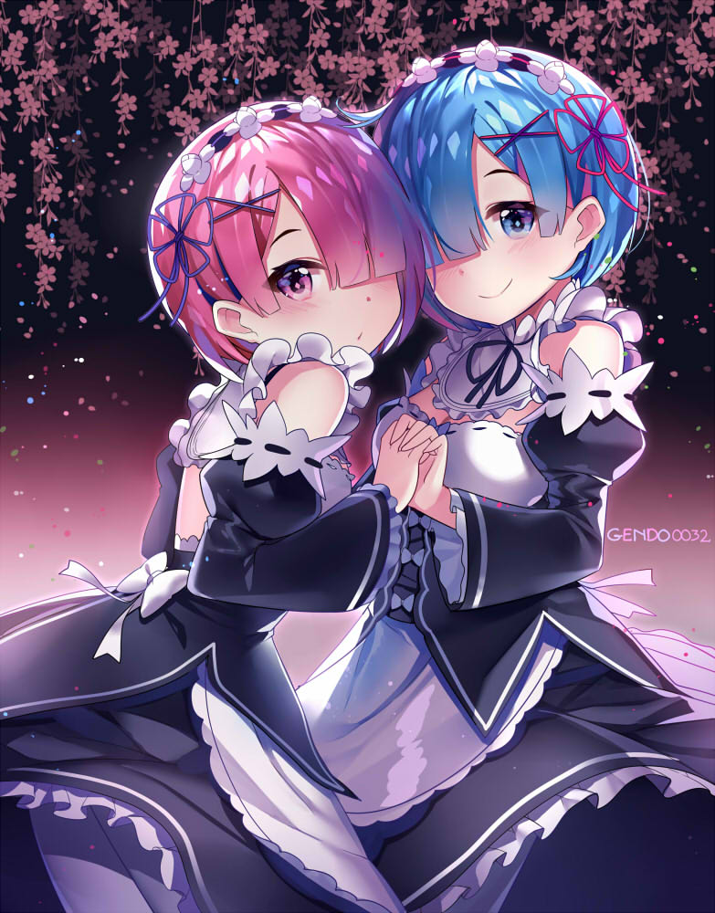 rem and ram (re:zero kara hajimeru isekai seikatsu) drawn by gendo0032