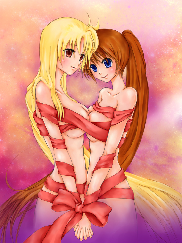 fate testarossa and takamachi nanoha (lyrical nanoha and 1 more) drawn by watercolormark