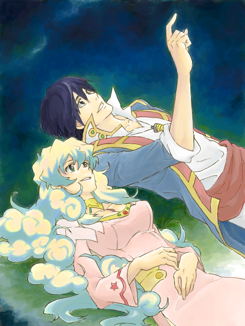 nia teppelin and simon (tengen toppa gurren lagann) drawn by ru&pauda_(artist)