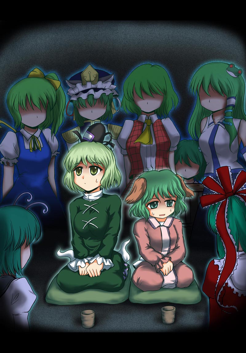 kochiya sanae, kazami yuuka, kagiyama hina, daiyousei, wriggle nightbug, and 4 more (touhou) drawn by zerog