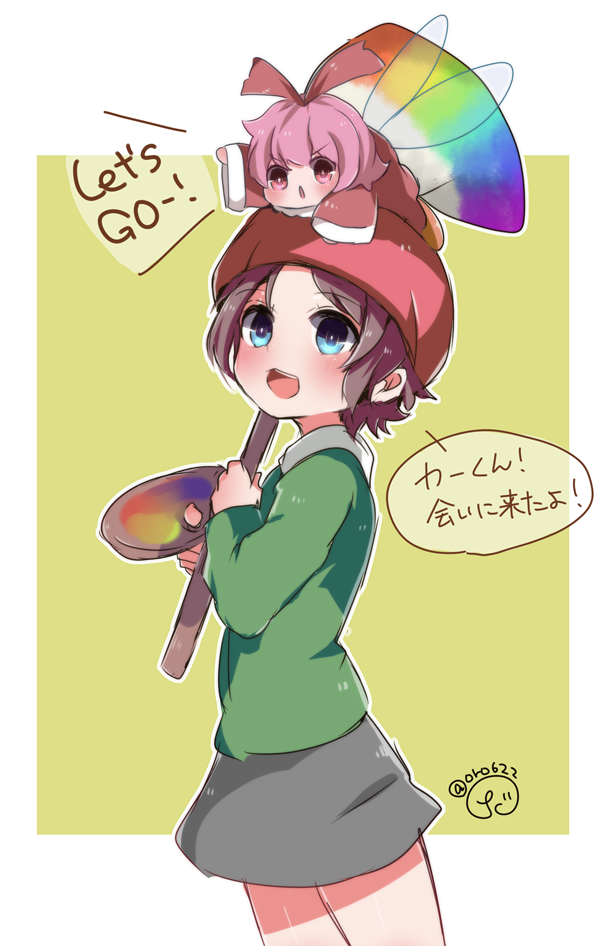 adeleine and ribbon (kirby and 2 more) drawn by herunia_kokuoji
