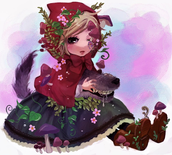 little red riding hood and big bad wolf (little red riding hood) drawn by ryouga_(fm59)