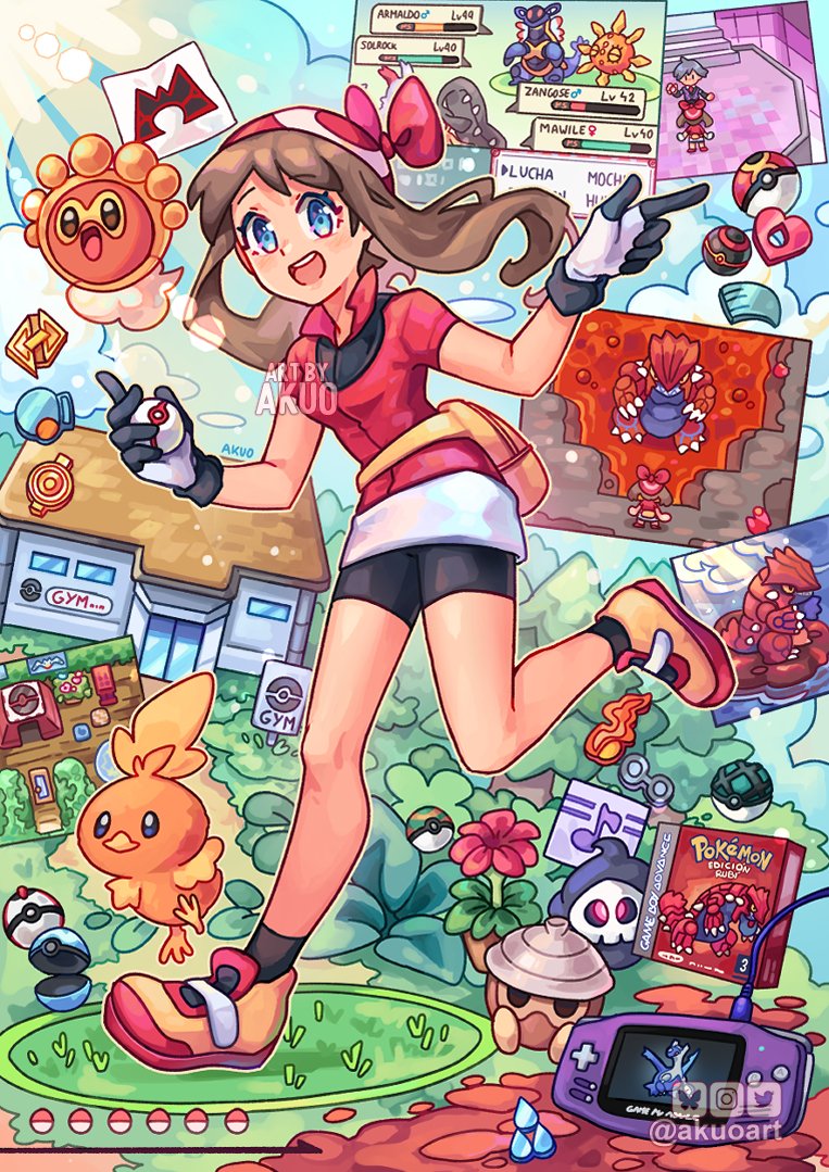 may, torchic, steven stone, mawile, latios, and 7 more (pokemon and 1 more) drawn by akuo