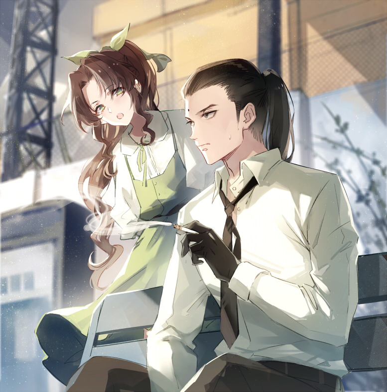 aerith gainsborough and tseng (final fantasy and 2 more) drawn by kieta