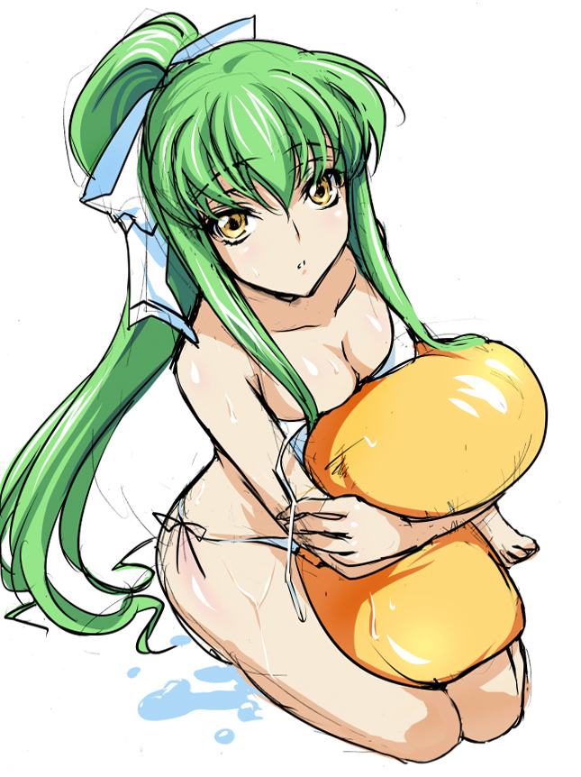 c.c. and cheese-kun (code geass and 1 more) drawn by creayus