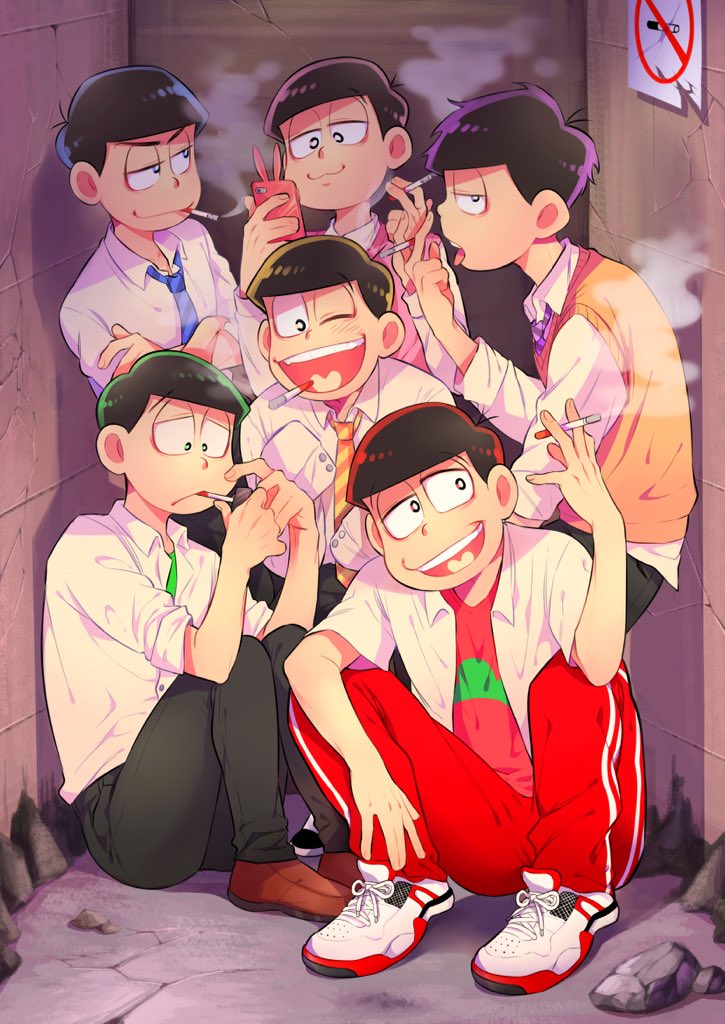 matsuno osomatsu, matsuno karamatsu, matsuno ichimatsu, matsuno jyushimatsu, matsuno choromatsu, and 1 more (osomatsu and 2 more) drawn by o2_(o2mm)