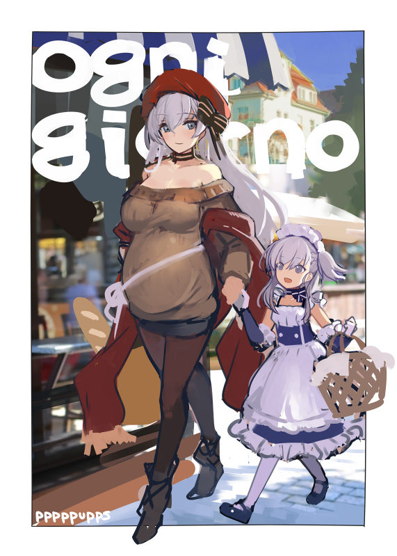 belfast and little bel (azur lane) drawn by pupps