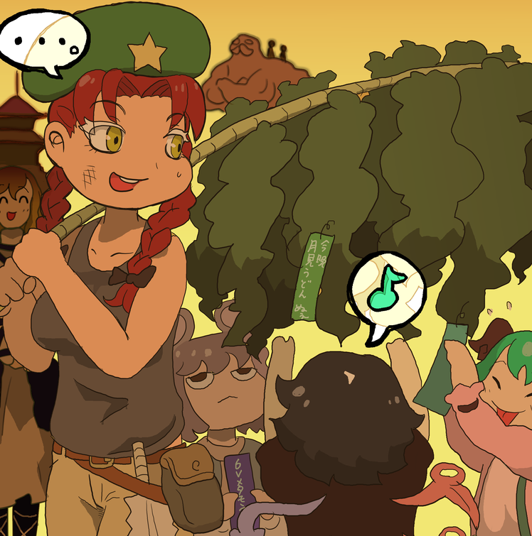 hong meiling, nazrin, hijiri byakuren, houjuu nue, kasodani kyouko, and 1 more (touhou) drawn by kokoyashi