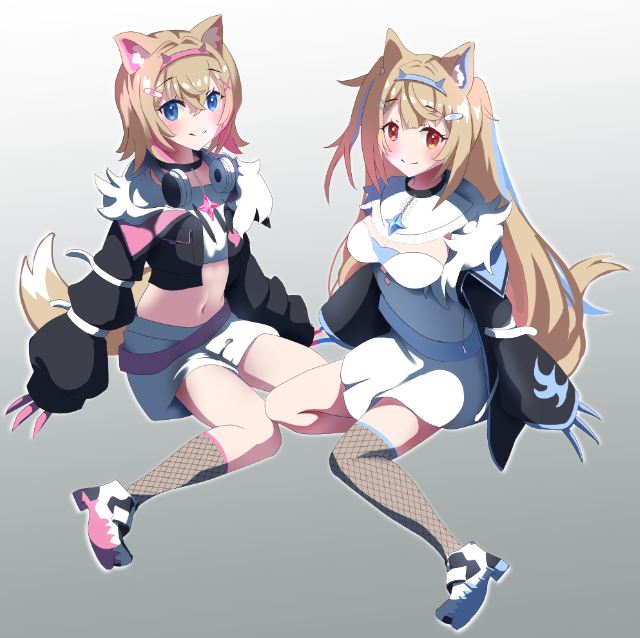 fuwawa abyssgard and mococo abyssgard (hololive and 1 more) drawn by 43_(yonnjuusann)