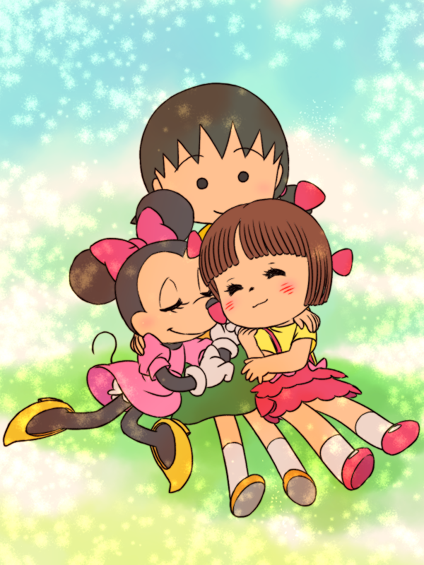 minnie mouse, pinoko, mizutani yuuko, and sakura sakiko (mickey mouse & friends and 2 more) drawn by yamanokonza