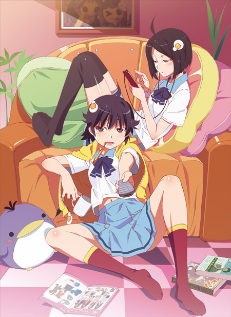 araragi karen and araragi tsukihi (monogatari and 2 more) drawn by watanabe_akio