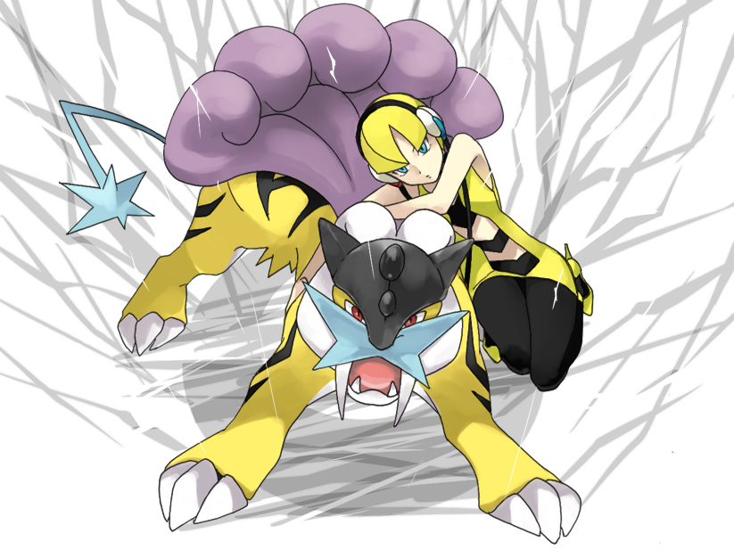 elesa and raikou (pokemon and 1 more) drawn by ono_tako