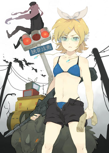 kagamine rin and kamui gakupo (vocaloid and 1 more) drawn by akusyu