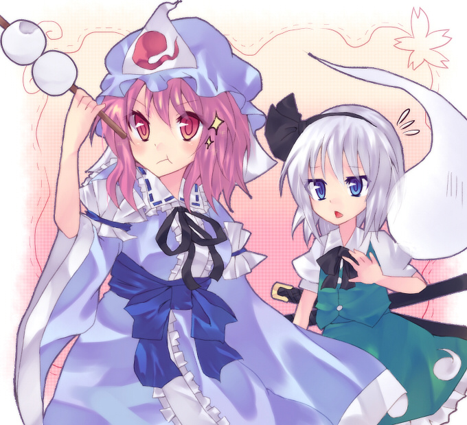 konpaku youmu and saigyouji yuyuko (touhou) drawn by nonaka