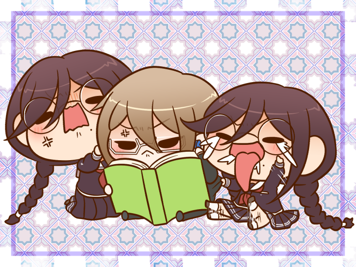 fukawa toko, togami byakuya, and genocider shou (danganronpa and 1 more) drawn by yumaru_(marumarumaru)