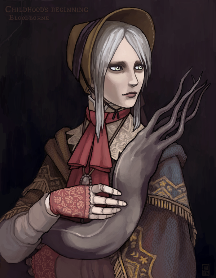hunter and plain doll (bloodborne and 1 more) drawn by emlan