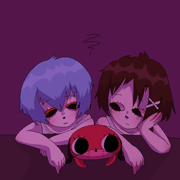 ayanami rei, iwakura lain, maromi, and morumi (neon genesis evangelion and 2 more) drawn by kebbyfish