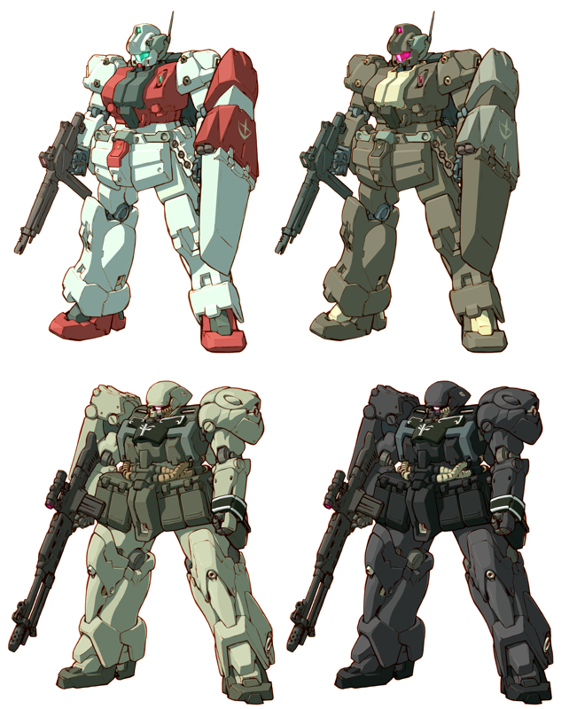jegan, geara doga, geara zulu, and jegan ecoas type (original and 3 more) drawn by tessaku_ro