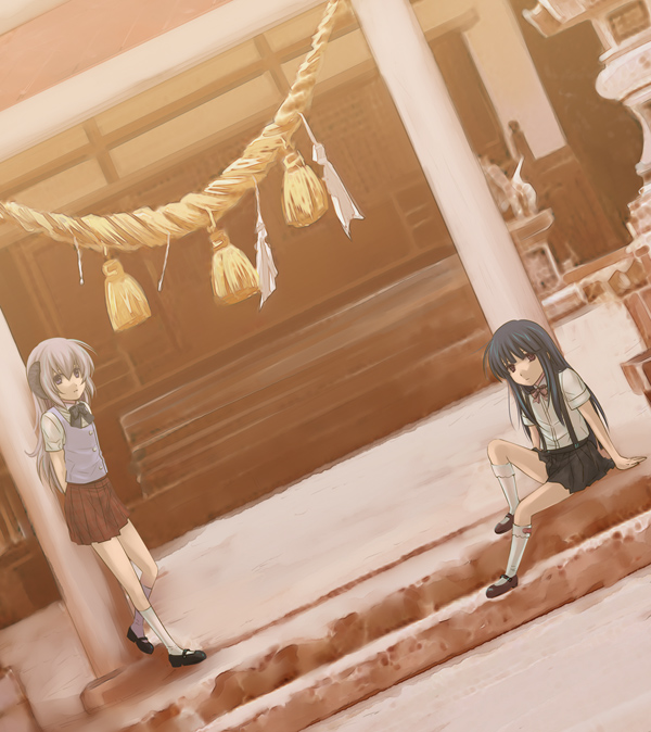 furude rika and hanyuu (higurashi no naku koro ni) drawn by 3u