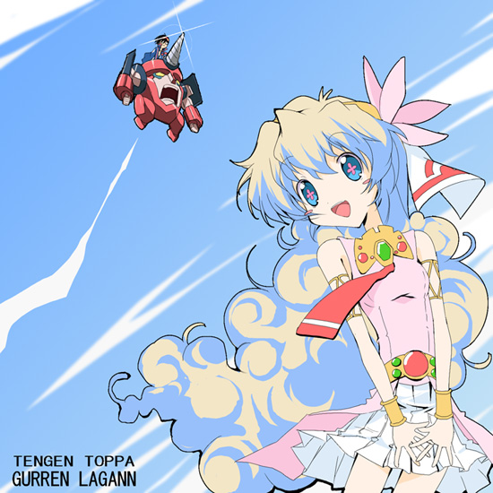 nia teppelin, simon, and lagann (tengen toppa gurren lagann) drawn by paco