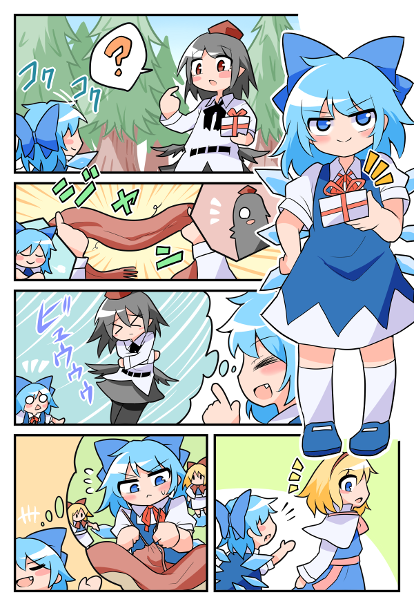 alice margatroid, cirno, shameimaru aya, and shanghai doll (touhou) drawn by peku_(science_santa-san)