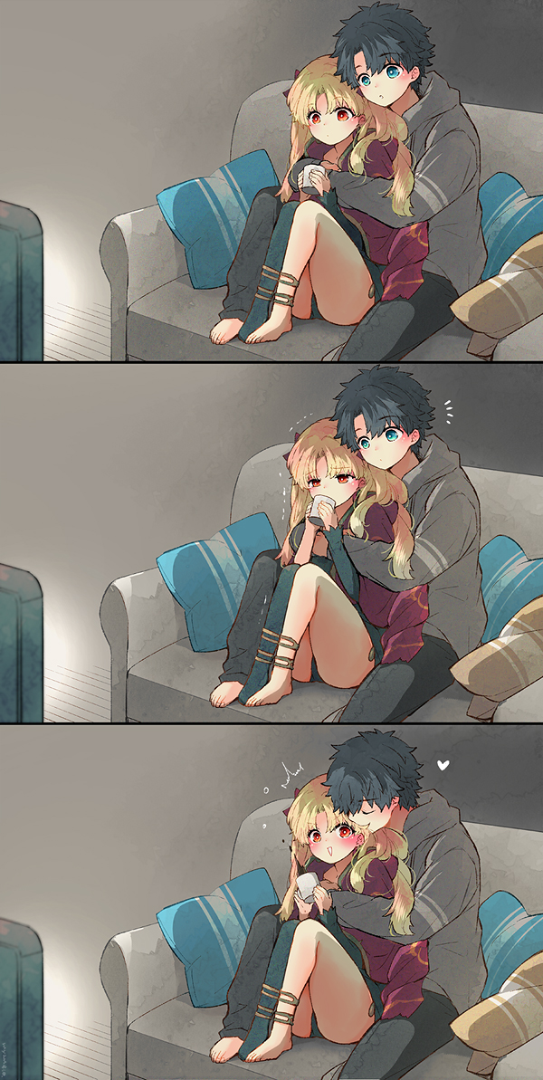 fujimaru ritsuka and ereshkigal (fate and 1 more) drawn by azumi_(myameco)