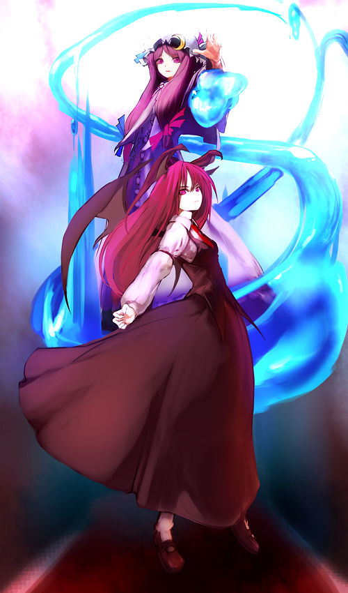 patchouli knowledge and koakuma (touhou) drawn by chirigami-san
