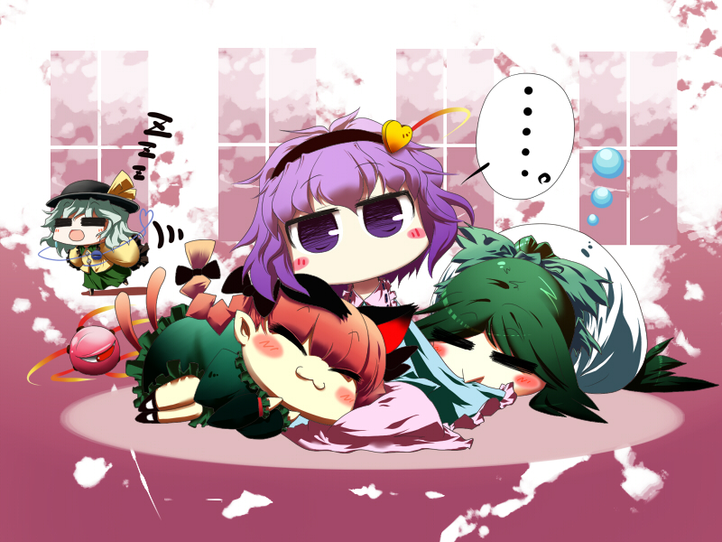 komeiji koishi, komeiji satori, kaenbyou rin, and reiuji utsuho (touhou) drawn by okome_(kome_kuma)
