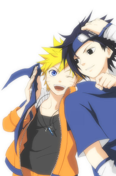 uzumaki naruto and uchiha sasuke (naruto) drawn by firstsky