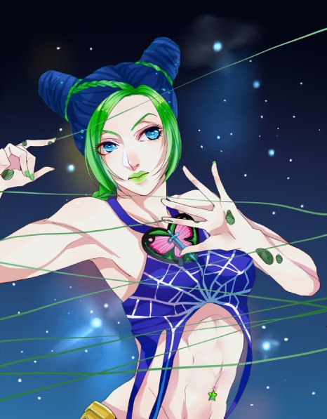 kujo jolyne (jojo no kimyou na bouken and 1 more) drawn by makotoaki