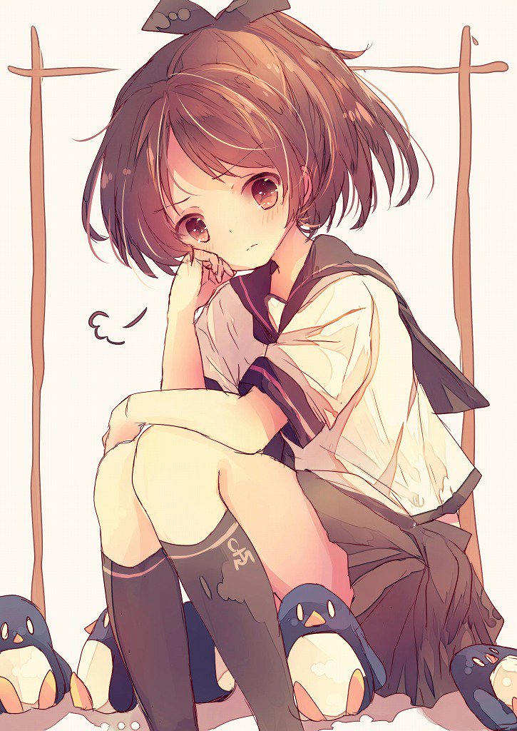 shikinami and failure penguin (kantai collection) drawn by nanahamu