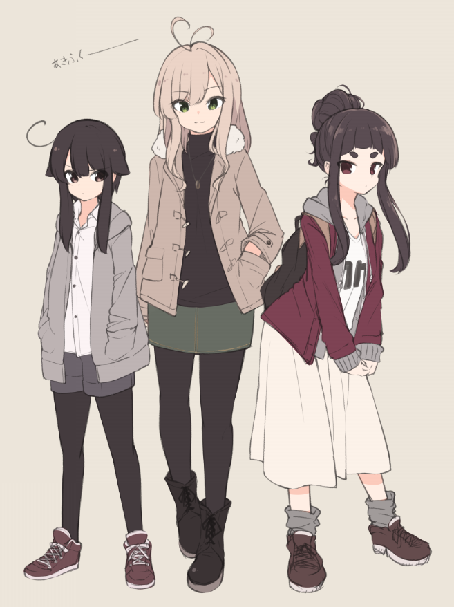 shikibe ayaka, nekomiya ryuu, and kuranami shiki (original) drawn by natsuki_teru