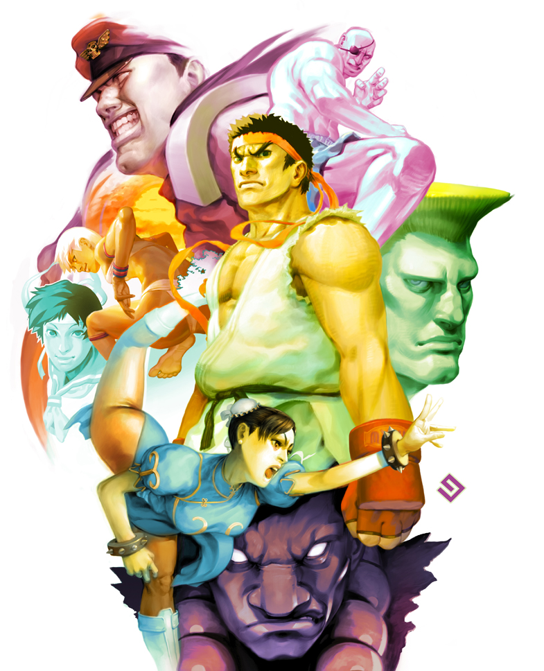 chun-li, ryu, kasugano sakura, elena, akuma, and 3 more (street fighter and 2 more) drawn by chad_walker