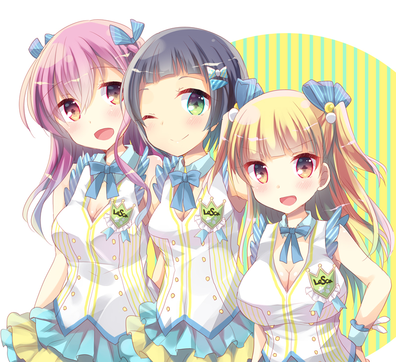 uesugi u. kyouko, araki rena, and nishizono honoka (tokyo 7th sisters) drawn by kuriyuzu_kuryuu