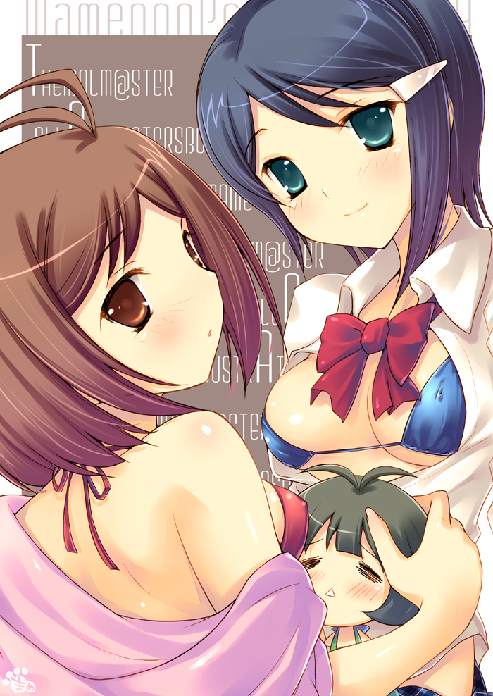 akizuki ryo, mizutani eri, and hidaka ai (idolmaster and 1 more) drawn by mame-p