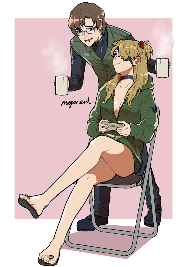souryuu asuka langley and aida kensuke (neon genesis evangelion and 2 more) drawn by jazzprime13