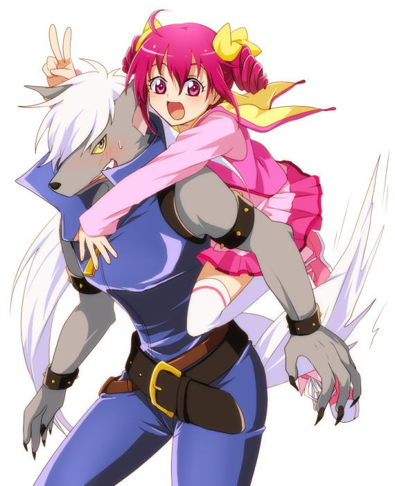 hoshizora miyuki and wolfrun (precure and 1 more) drawn by akasata
