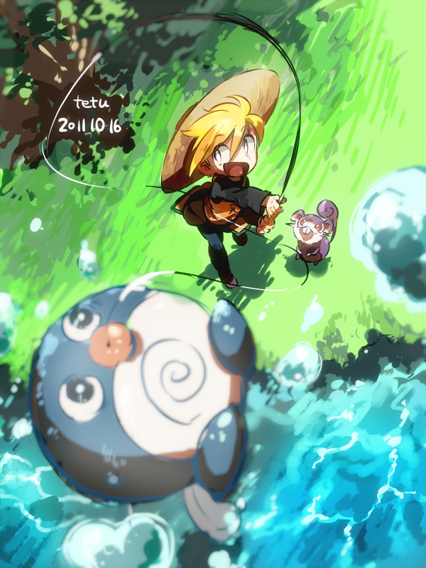 yellow, rattata, and poliwag (pokemon and 1 more) drawn by tetsu_(teppei)