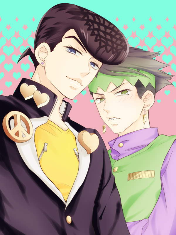higashikata josuke and kishibe rohan (jojo no kimyou na bouken and 1 more) drawn by hisohiso_(altoblue)