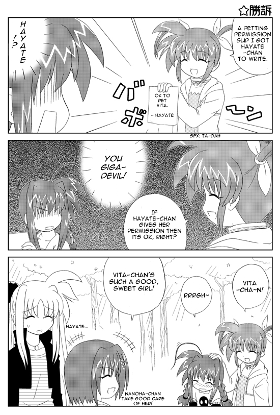 fate testarossa, takamachi nanoha, yagami hayate, and vita (lyrical nanoha and 2 more)