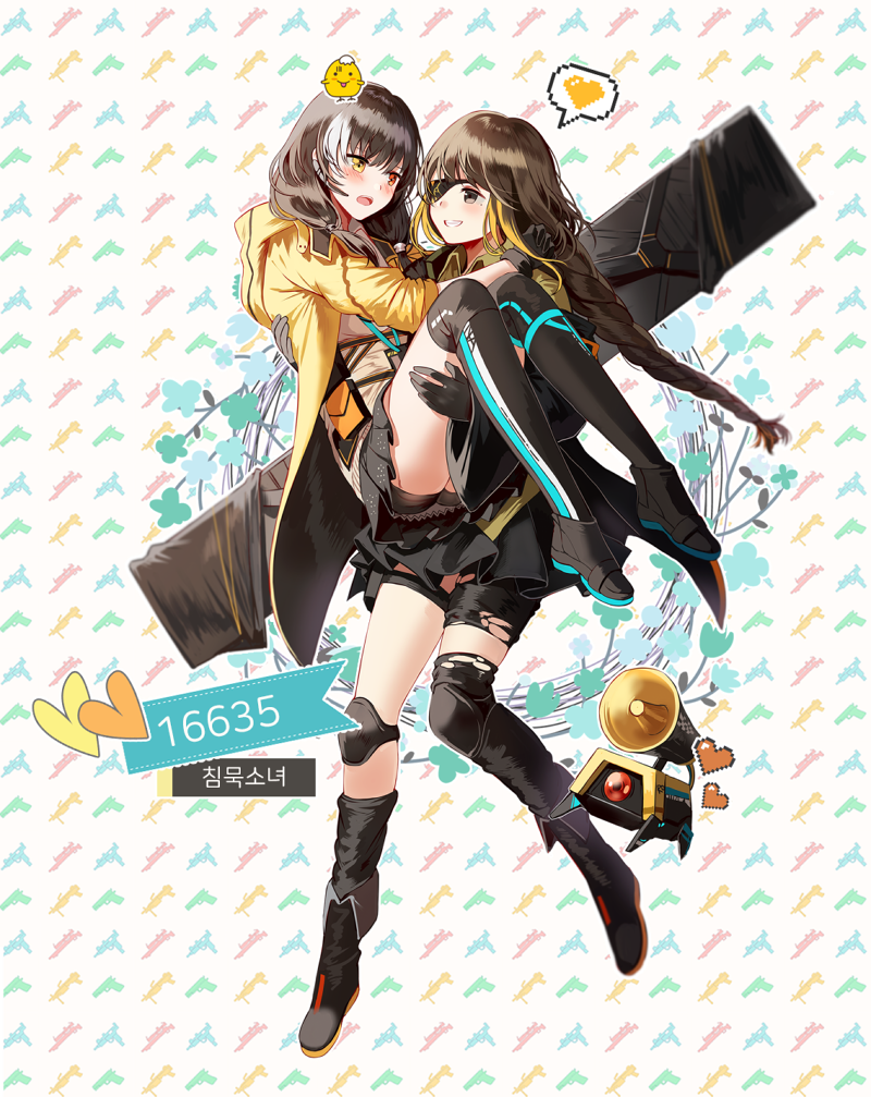 m16a1, ro635, and banana (girls' frontline) drawn by silence_girl