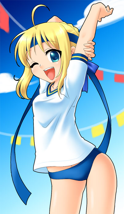 artoria pendragon and saber (fate and 1 more) drawn by manji_taba
