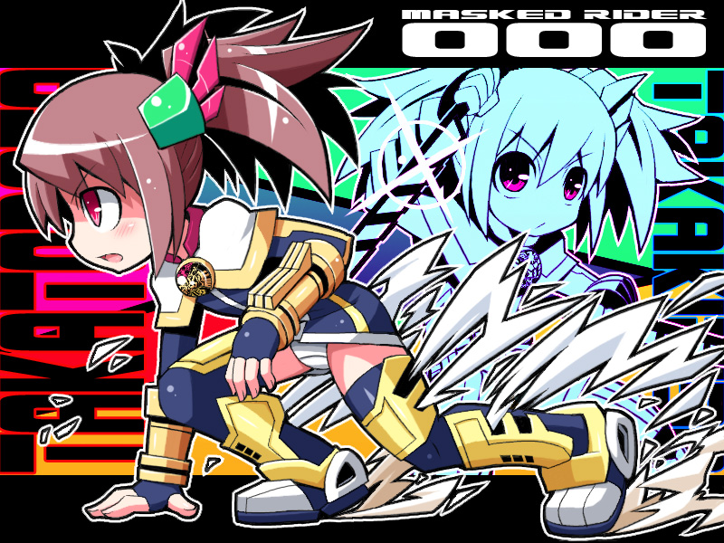 kamen rider ooo and hino eiji (kamen rider and 1 more) drawn by yuuno