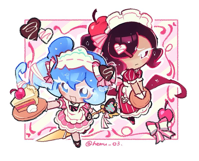 cream soda cookie and cherry cola cookie (cookie run and 1 more) drawn by vania_(hemu_03)