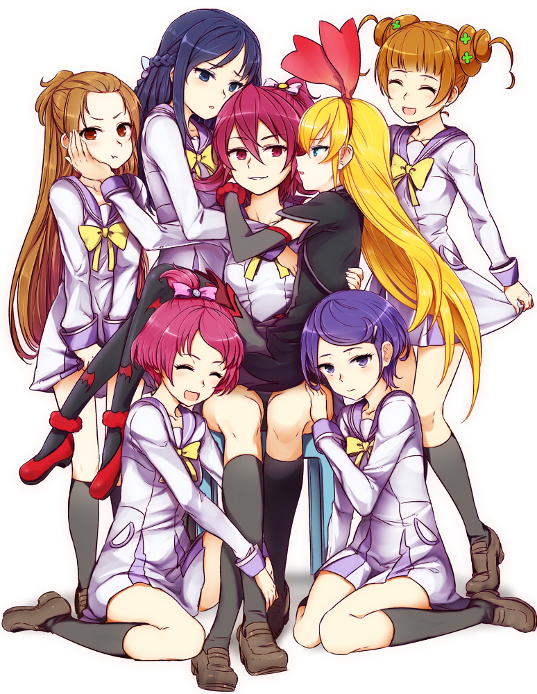 hishikawa rikka, aida mana, kenzaki makoto, yotsuba alice, regina, and 2 more (precure and 1 more) drawn by minatsuki_randoseru