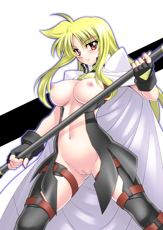 fate testarossa and bardiche (lyrical nanoha and 1 more) drawn by sakura_ryuuken
