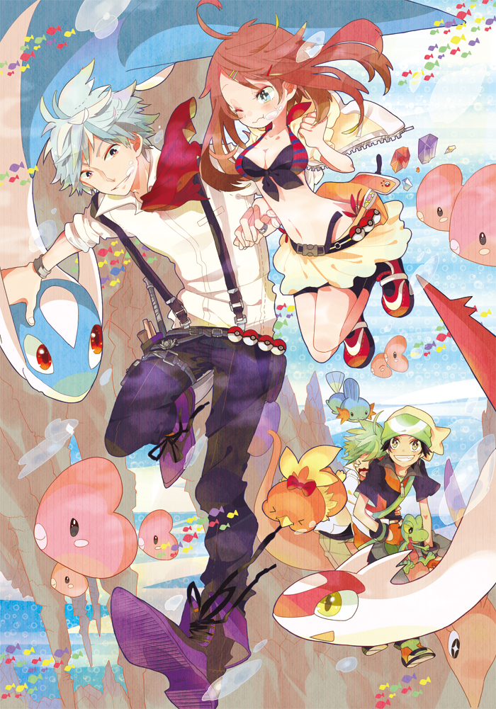 may, brendan, torchic, mudkip, steven stone, and 6 more (pokemon and 2 more) drawn by pomeko