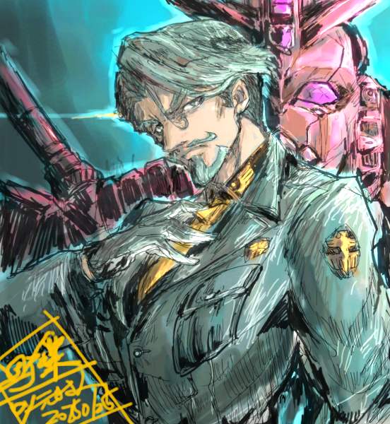 challia bull and red gundam (gundam and 1 more) drawn by moto_murabito