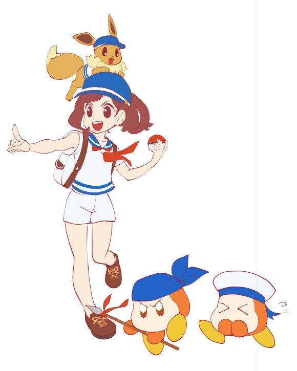 eevee, bandana waddle dee, elaine, and sailor waddle dee (pokemon and 2 more) drawn by heavelle